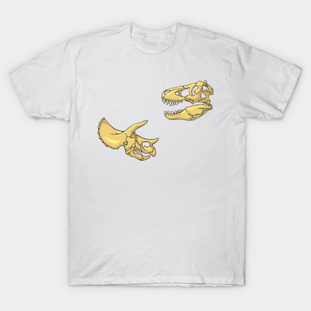 T-rex and Triceratops skulls Illustration T-Shirt by taylorcustom